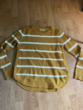Staccato Mustard & White Striped Crewneck Sweater